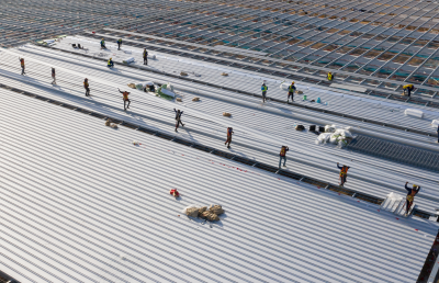 Men at work on a commercial roof