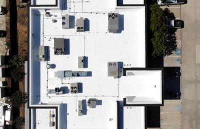 The top of a roof with Liquid Applied Membrane